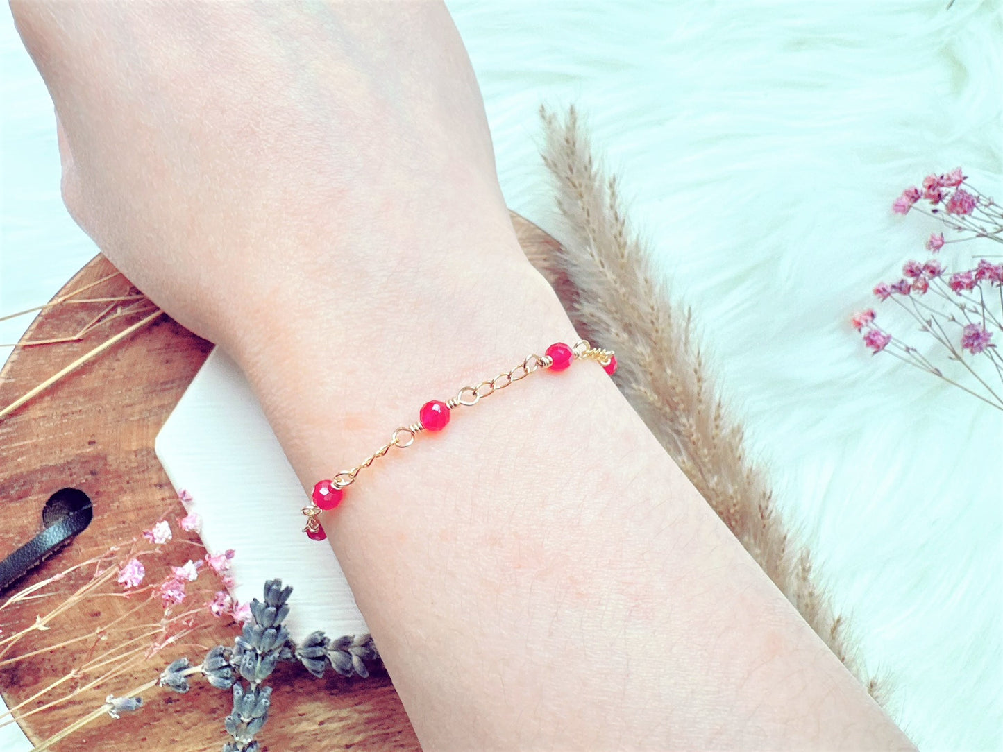 Ruby Gold Chain Bracelet