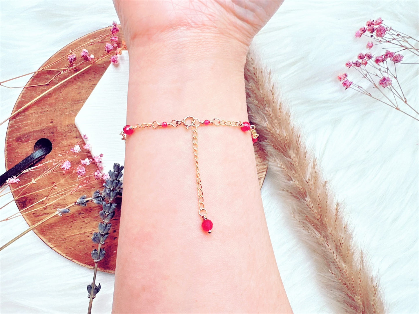 Ruby Gold Chain Bracelet