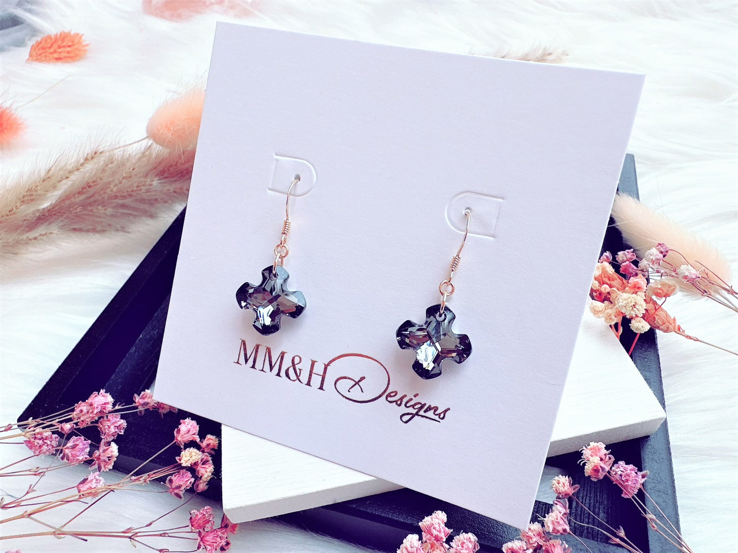 Crystal Cross Earrings