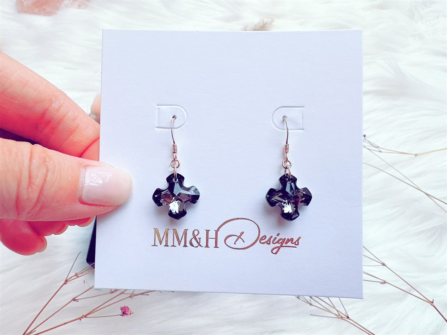 Crystal Cross Earrings