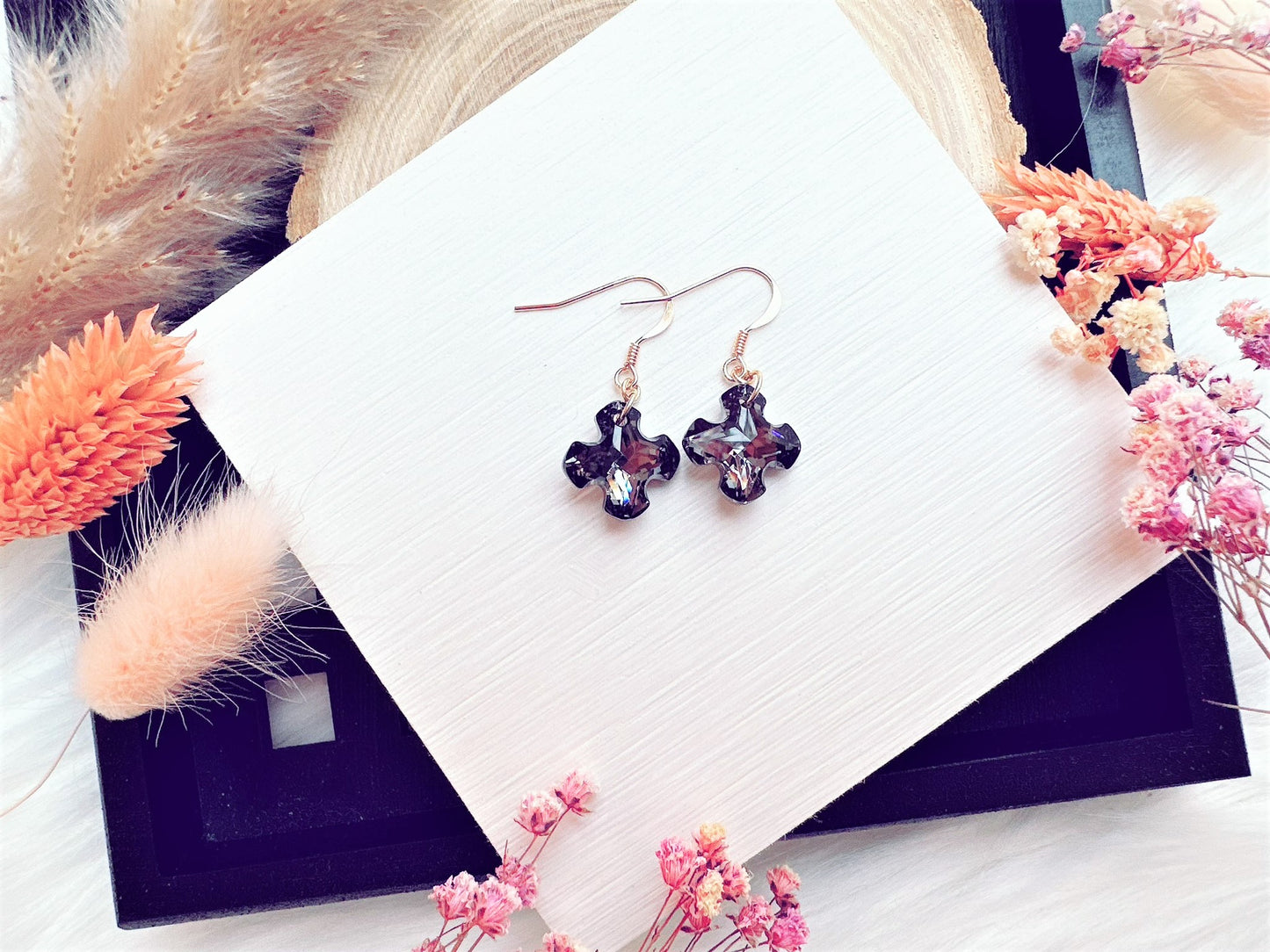 Crystal Cross Earrings