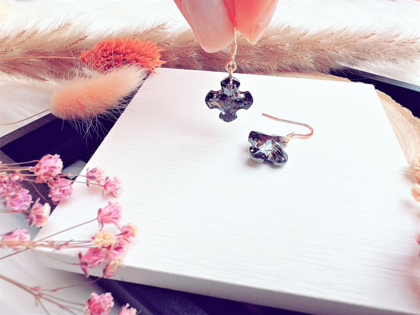 Crystal Cross Earrings