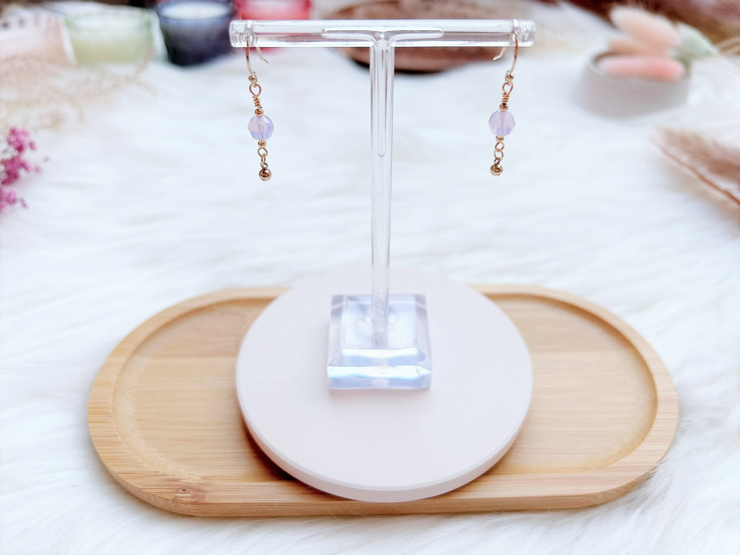 Crystal Earrings with Bead Charm