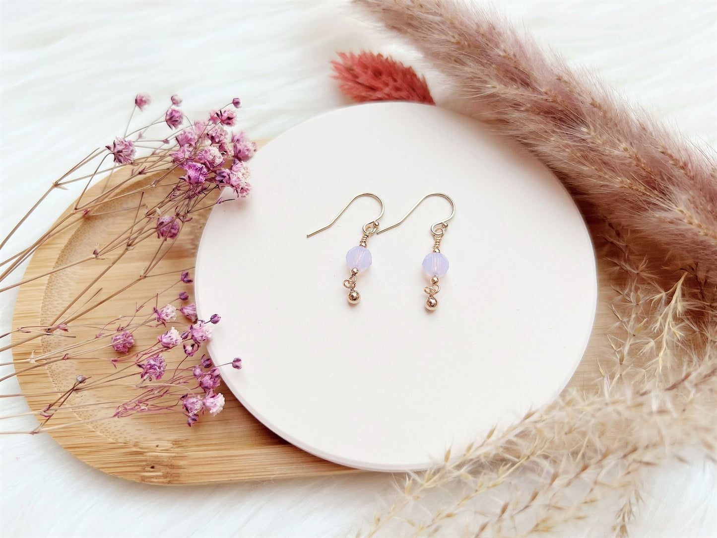 Crystal Earrings with Bead Charm