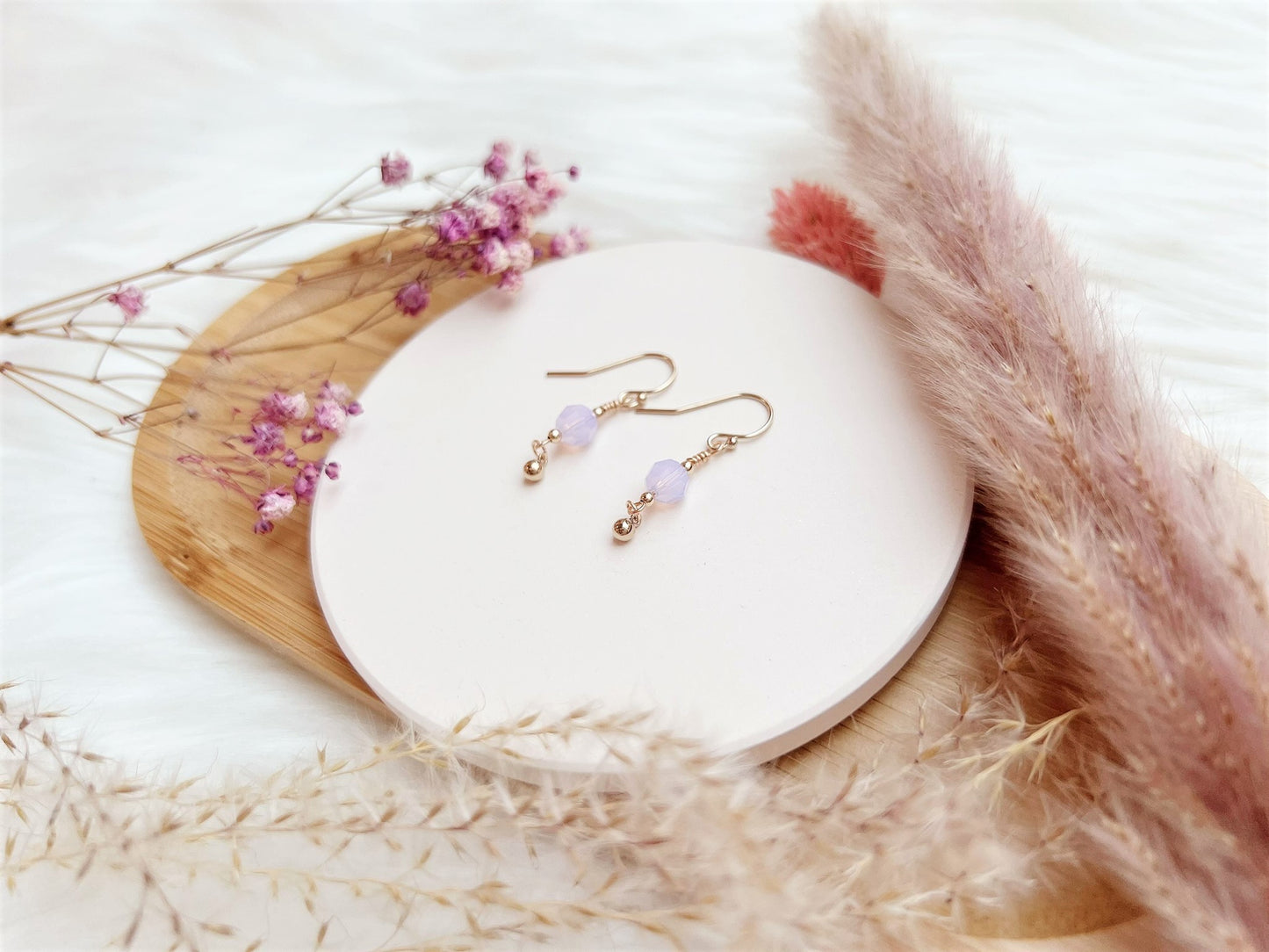 Crystal Earrings with Bead Charm