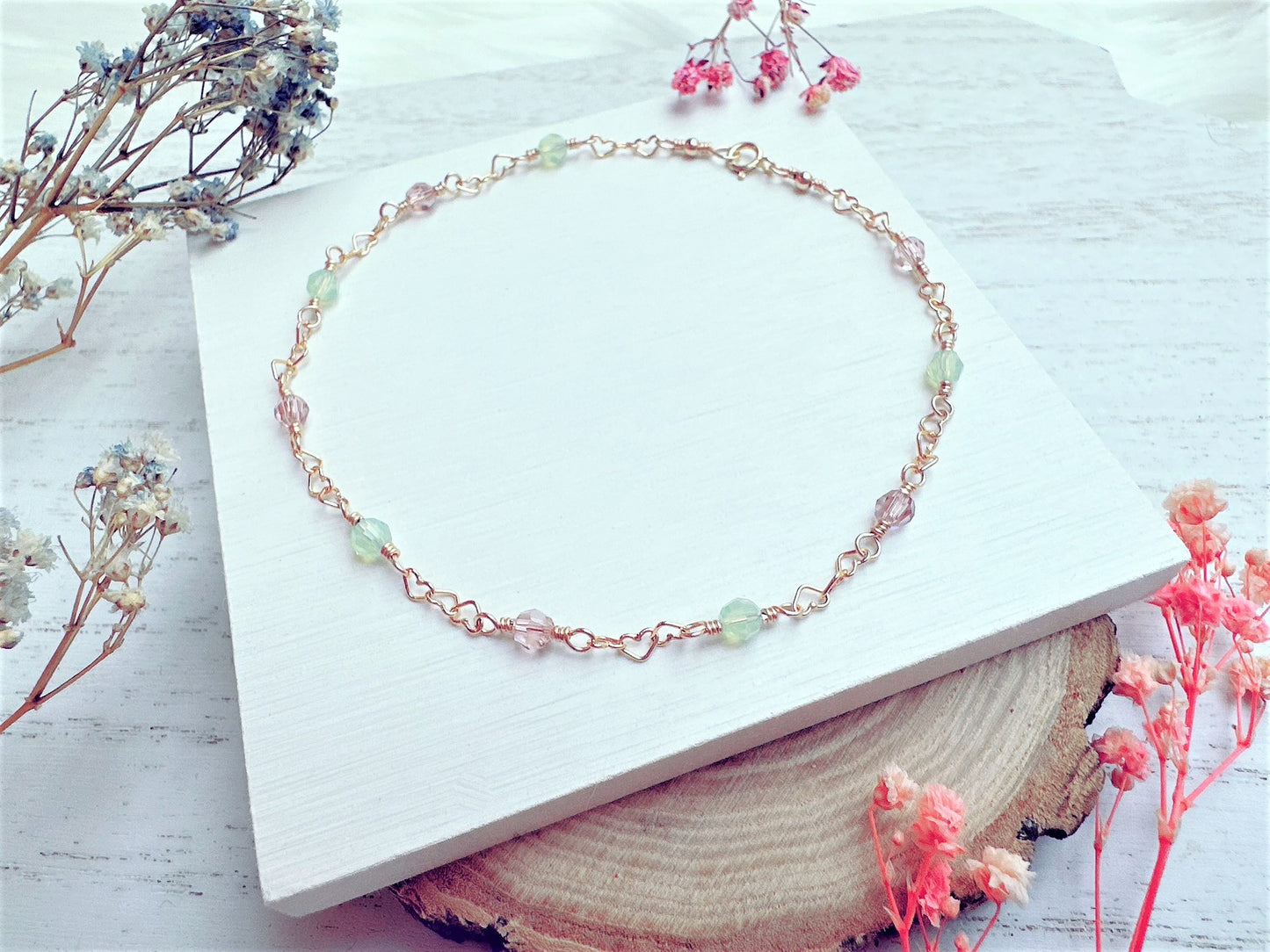 Crystal Gold Heart Chain Anklet