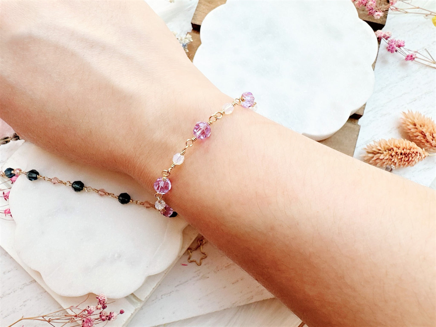 Crystal Bracelet with Heart Toggle Clasp