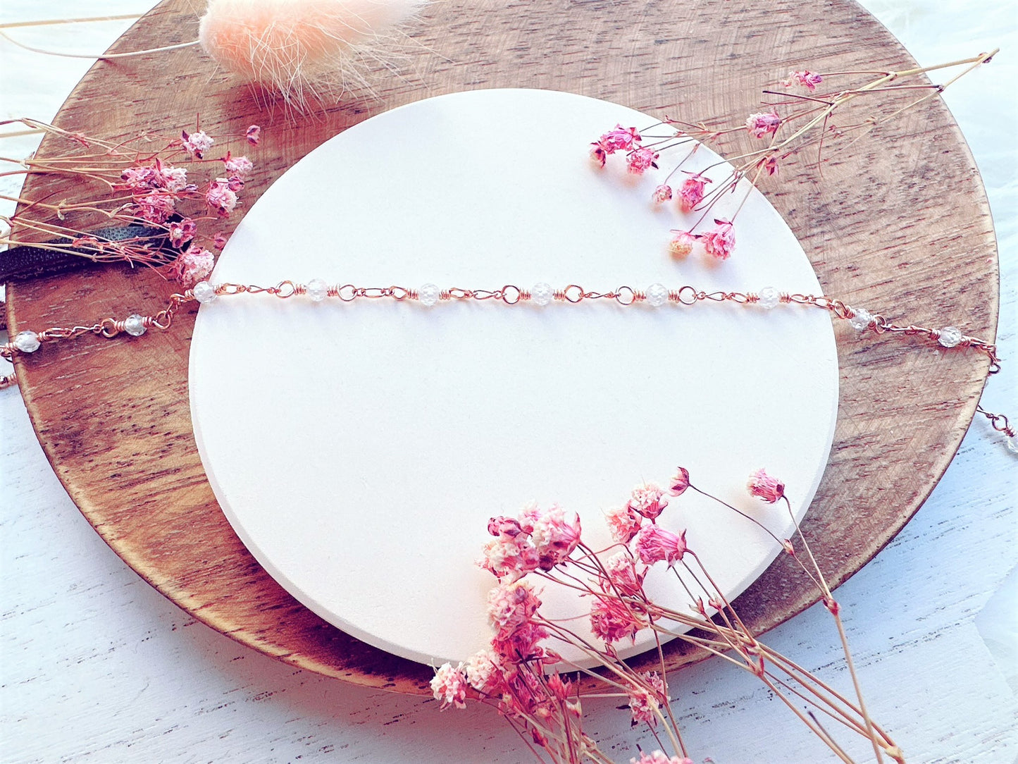 Mini White Zircon Rose Gold Chain Anklet