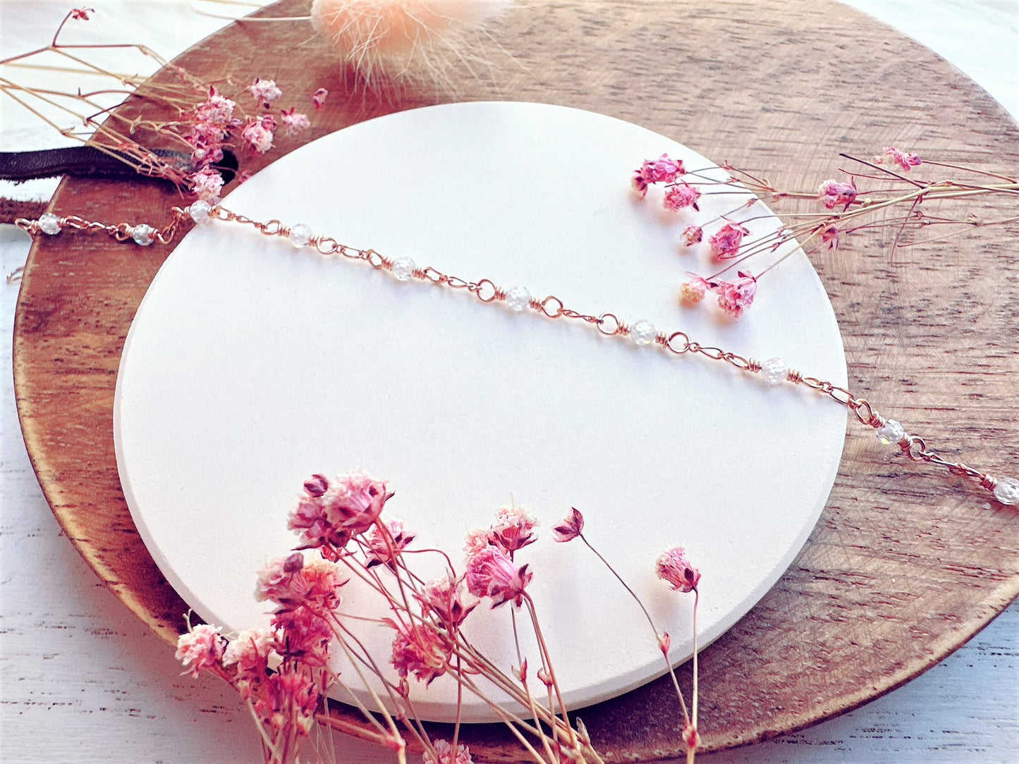 Mini White Zircon Rose Gold Chain Anklet