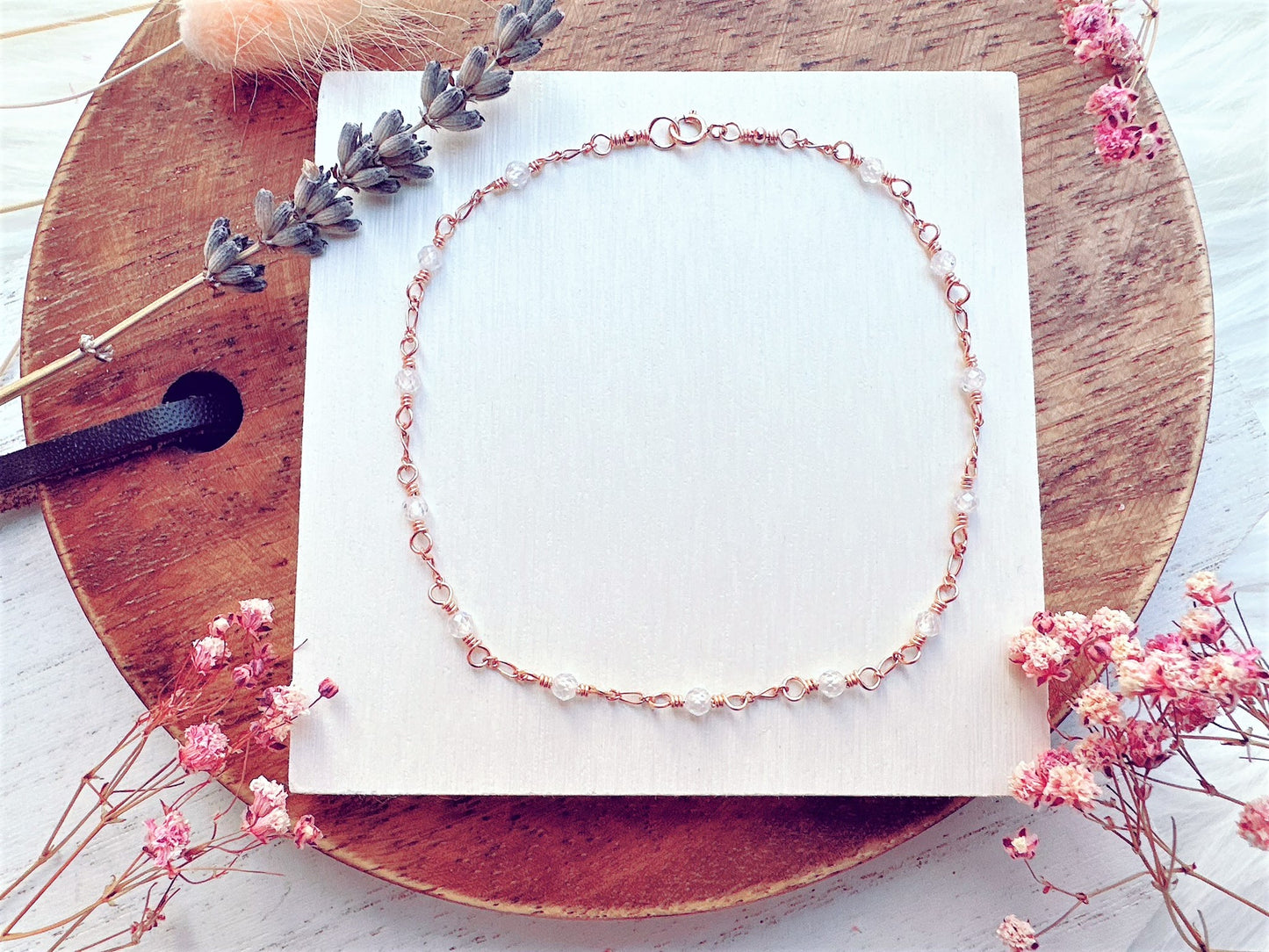 Mini White Zircon Rose Gold Chain Anklet