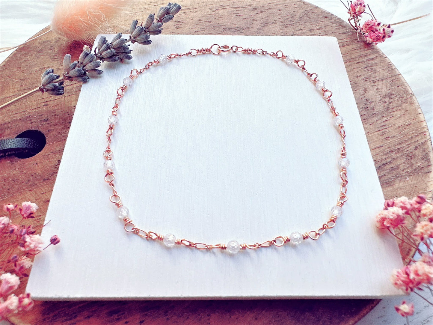 Mini White Zircon Rose Gold Chain Anklet
