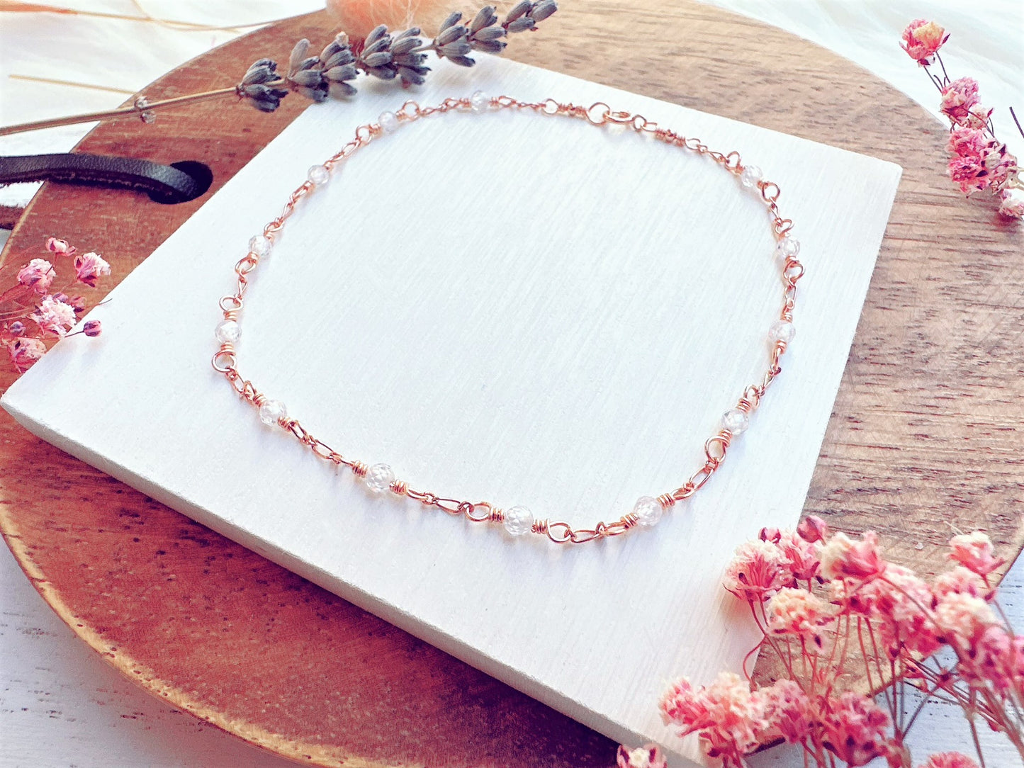 Mini White Zircon Rose Gold Chain Anklet