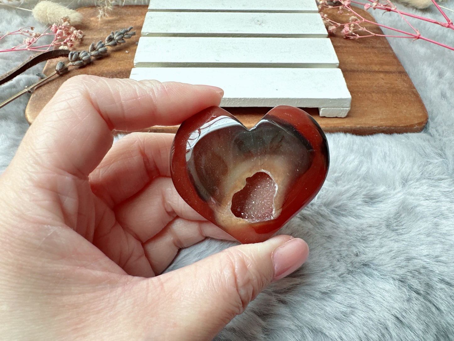 Small Carnelian Druzy Heart