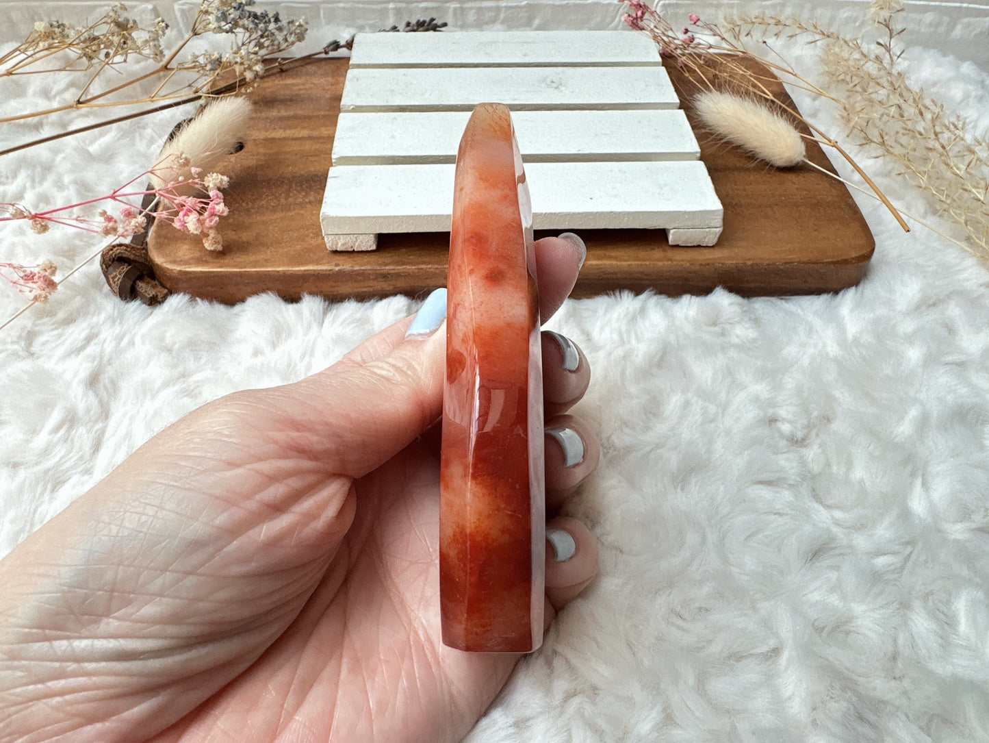Carnelian with Flower Agate Flame