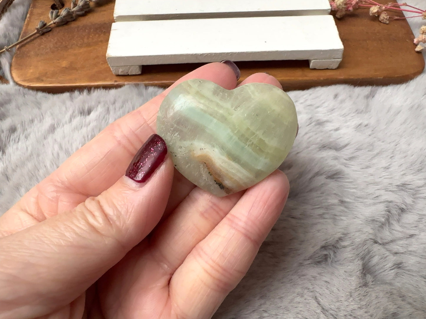 Small Pistachio Calcite Heart (Imperfect)