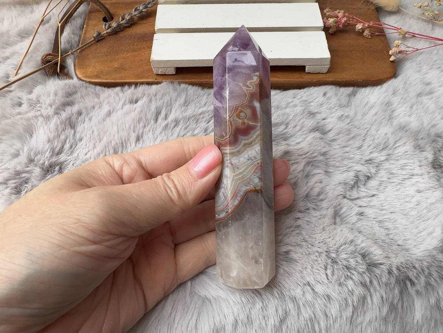 Amethyst with Mexican Lace Agate Tower (Imperfect) - AC3