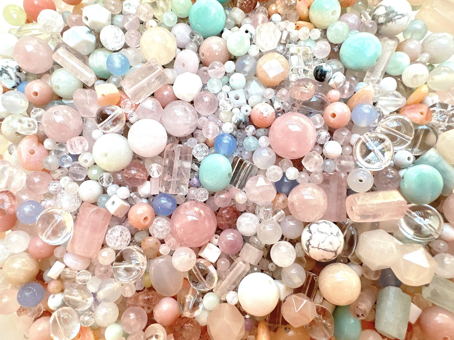 2~12mm Pastel/Light Color Loose Assorted Semi-Precious Gemstone Beads | 50g Bag