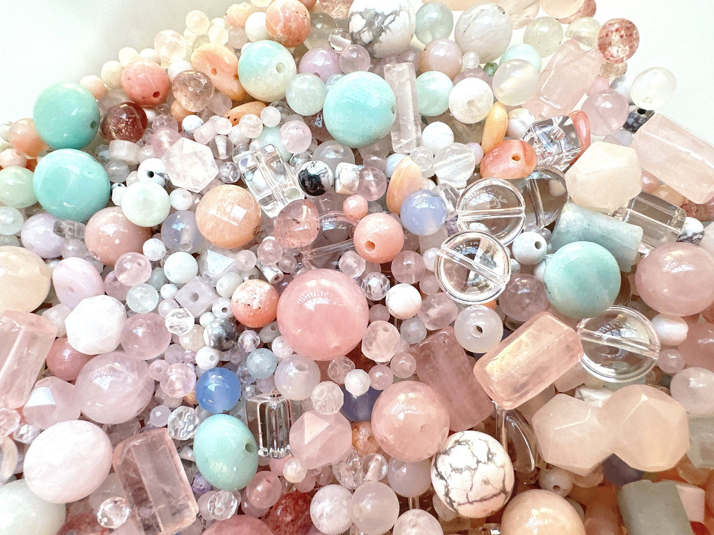 2~12mm Pastel/Light Color Loose Assorted Semi-Precious Gemstone Beads | 50g Bag