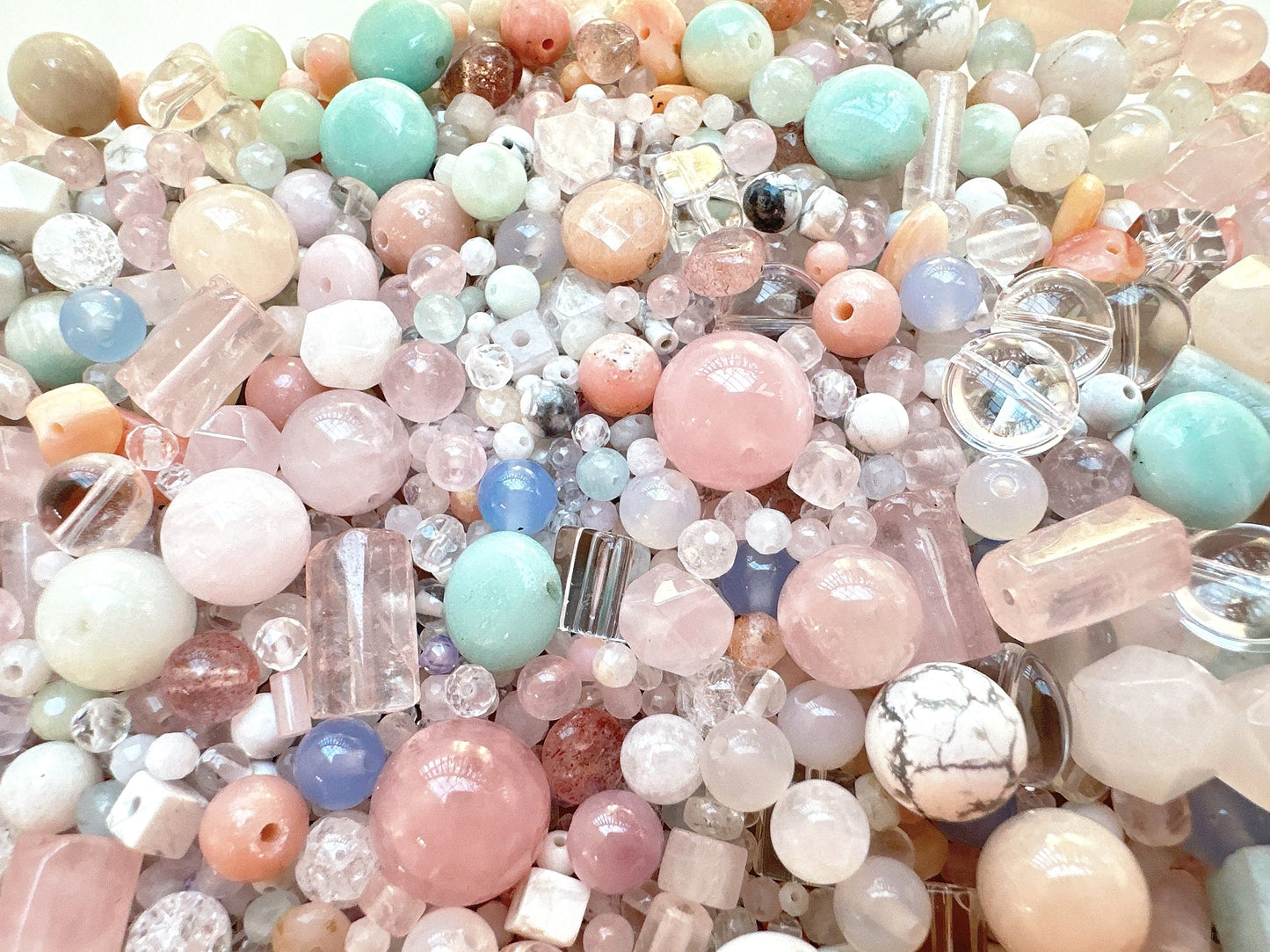 2~12mm Pastel/Light Color Loose Assorted Semi-Precious Gemstone Beads | 50g Bag