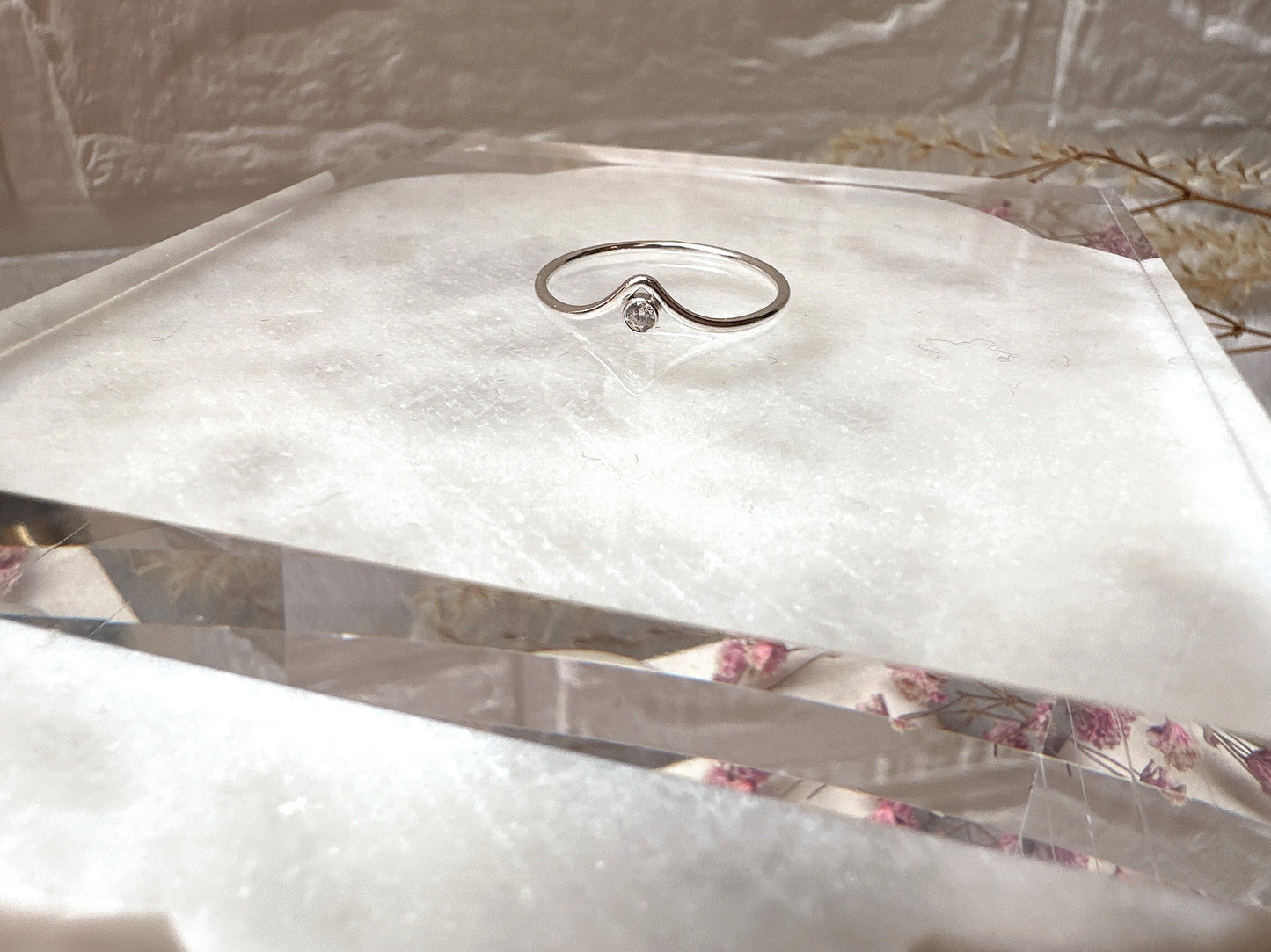 Mini Cubic Zirconia Chevron Ring