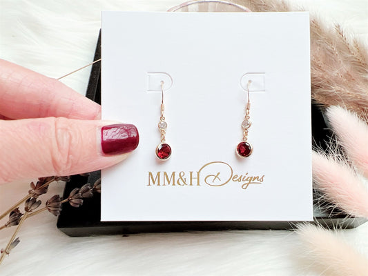 Garnet and Cubic Zirconia Earrings