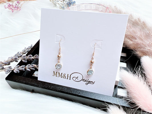 Sky Blue Topaz and Gold Bead Earrings