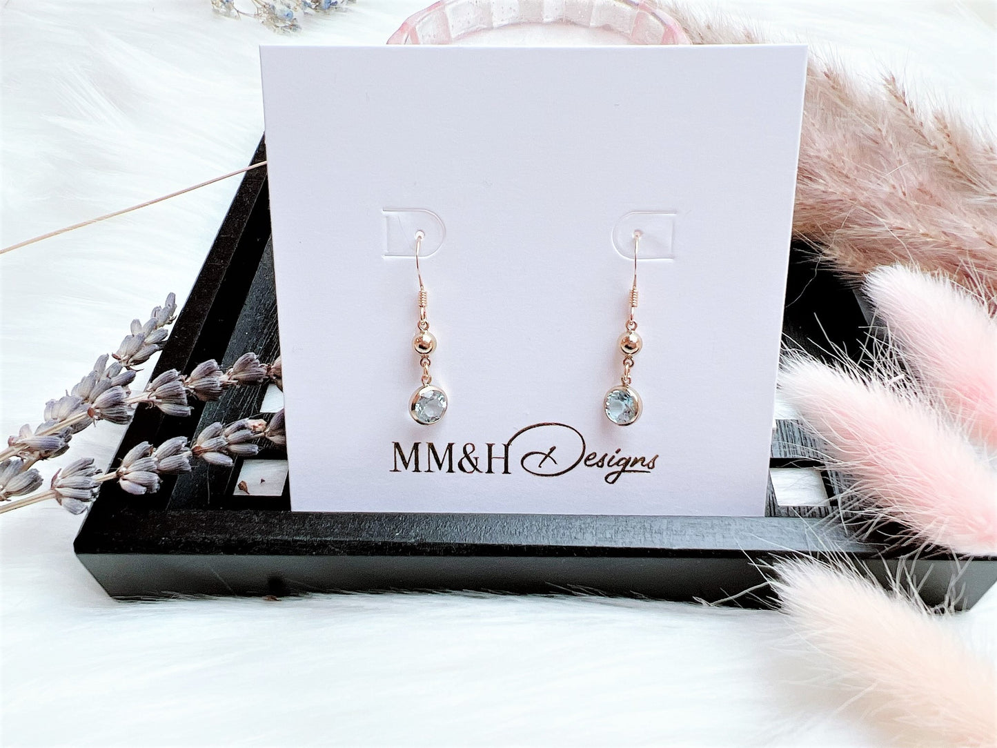 Sky Blue Topaz and Gold Bead Earrings