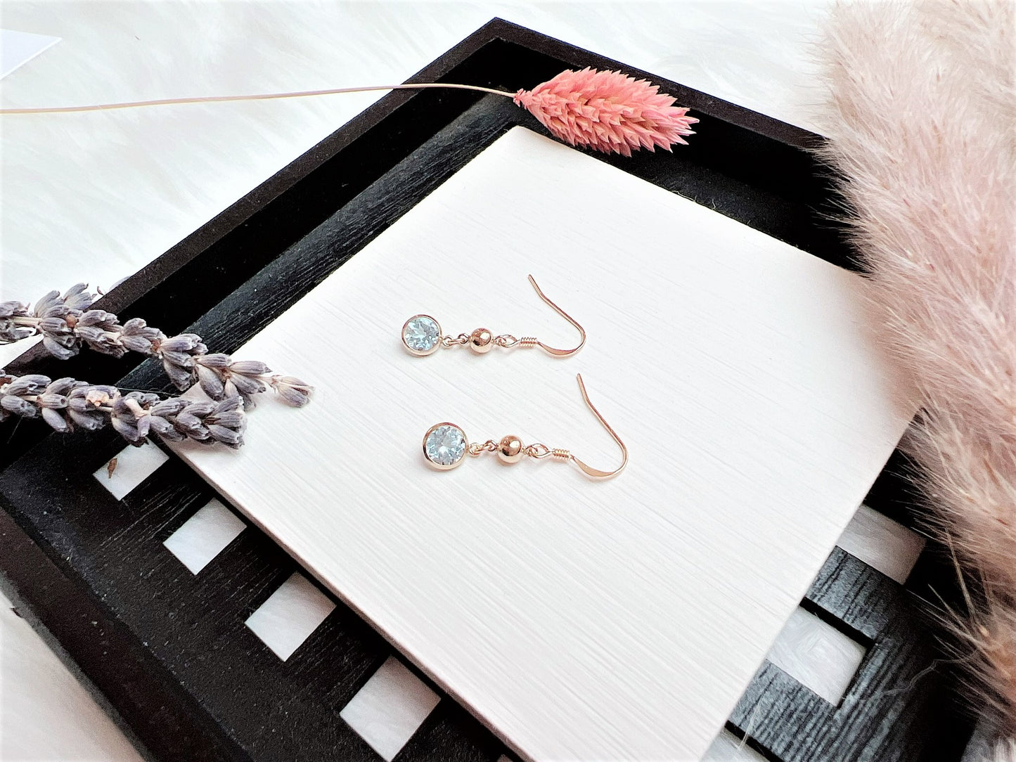 Sky Blue Topaz and Gold Bead Earrings