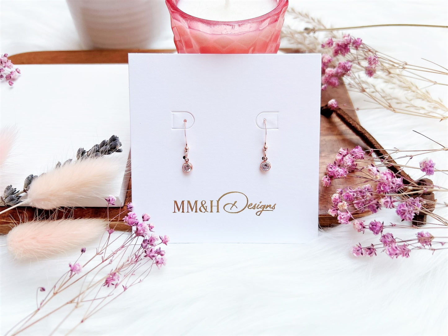 Cubic Zirconia Rose Gold Earrings
