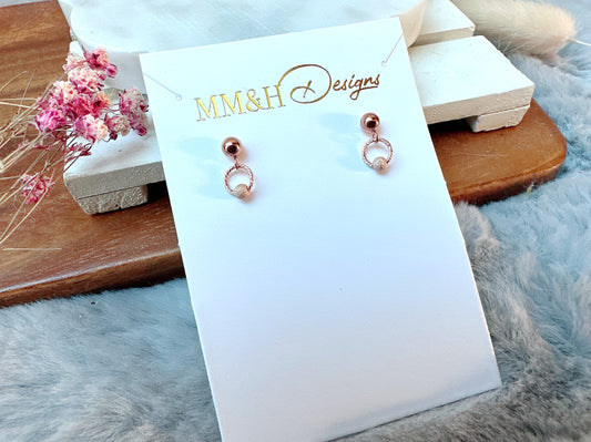 Elegant Rose Gold Stud Earrings with Stardust Bead