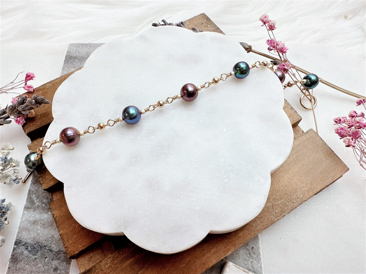 Rainbow Peacock Freshwater Pearl Bracelet
