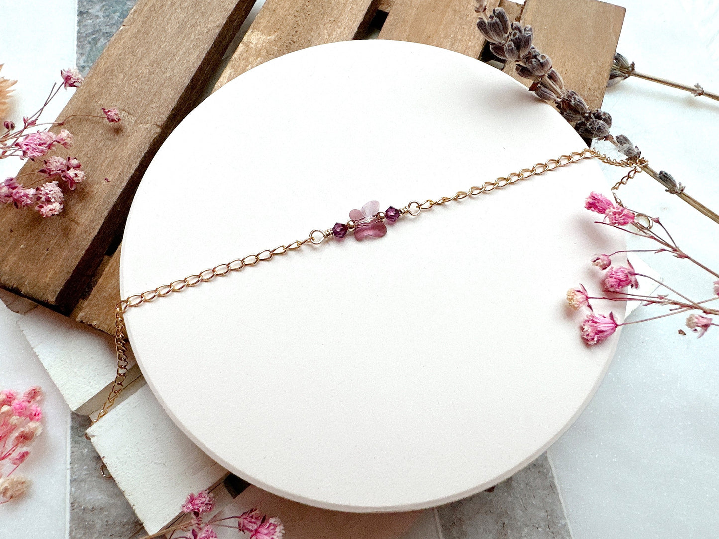 Crystal Butterfly Gold Chain Bracelet