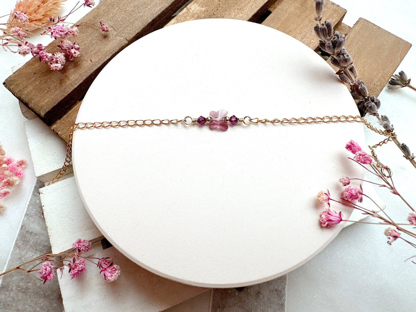 Crystal Butterfly Gold Chain Bracelet