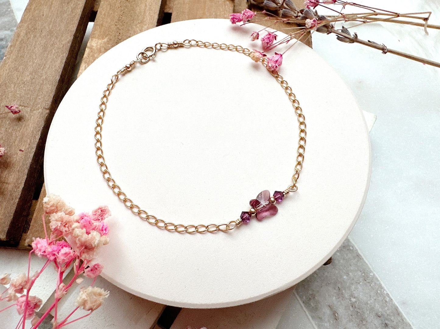 Crystal Butterfly Gold Chain Bracelet