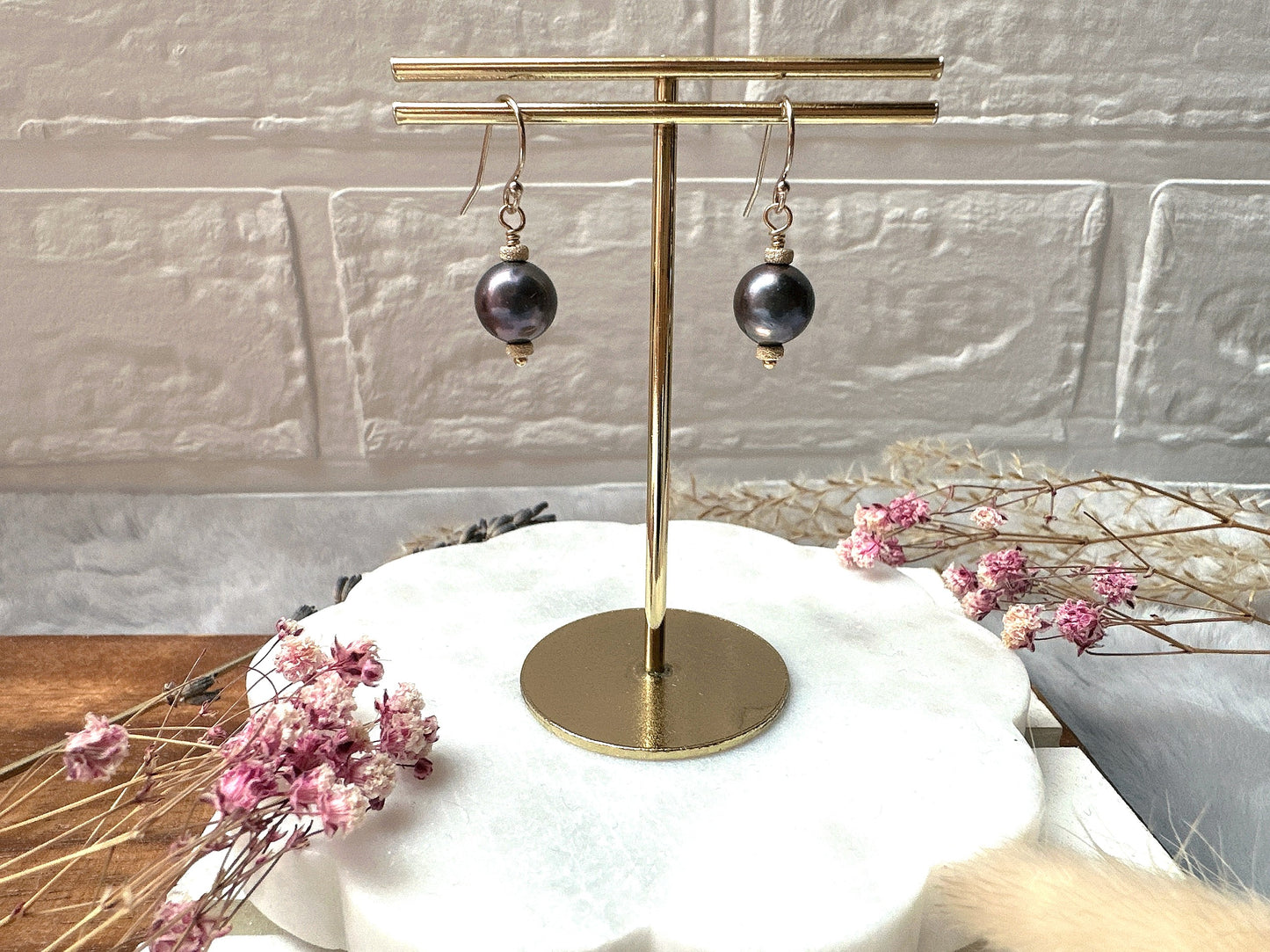 Elegant Rainbow Peacock Round Freshwater Pearl Earrings