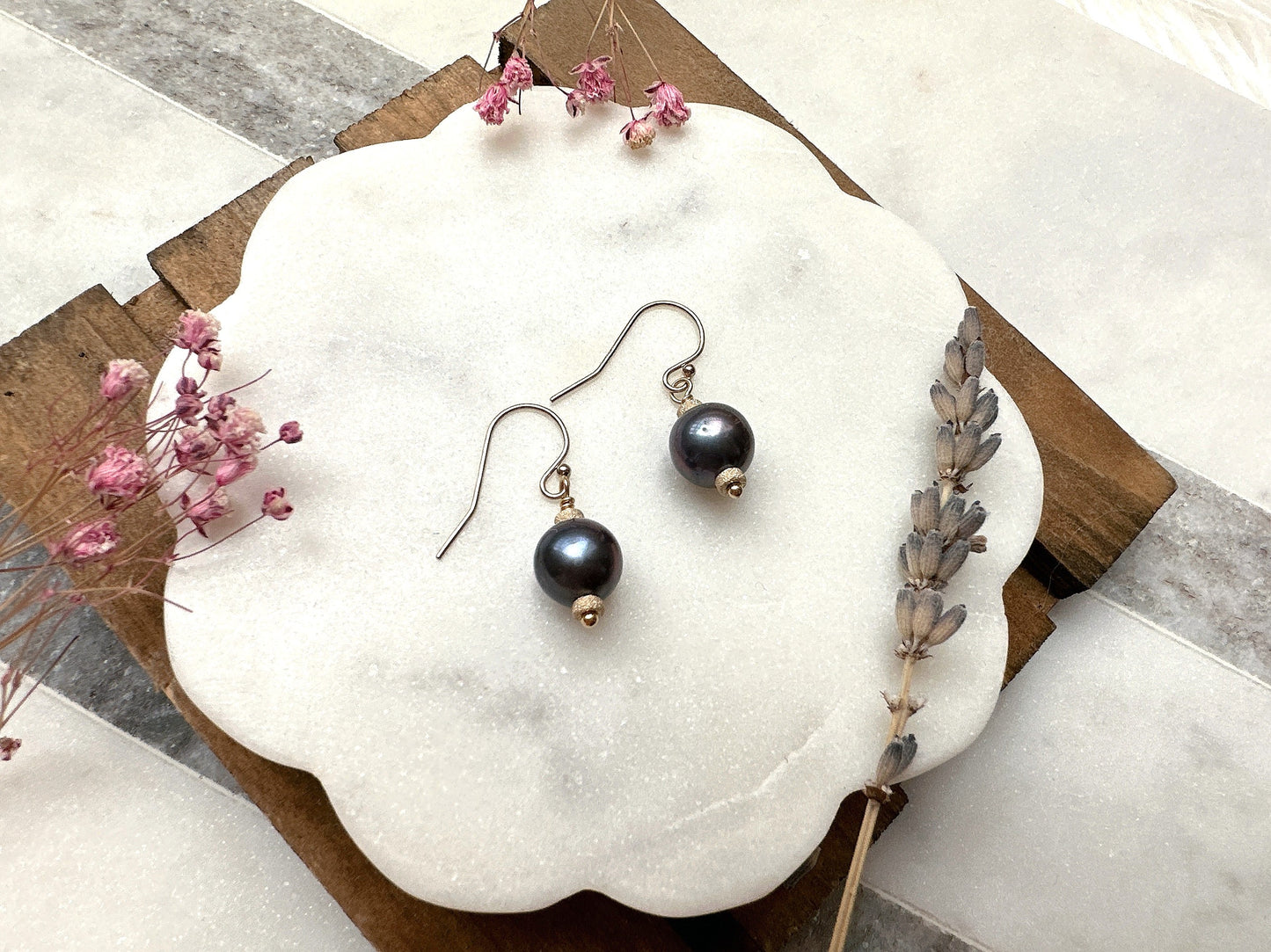 Elegant Rainbow Peacock Round Freshwater Pearl Earrings