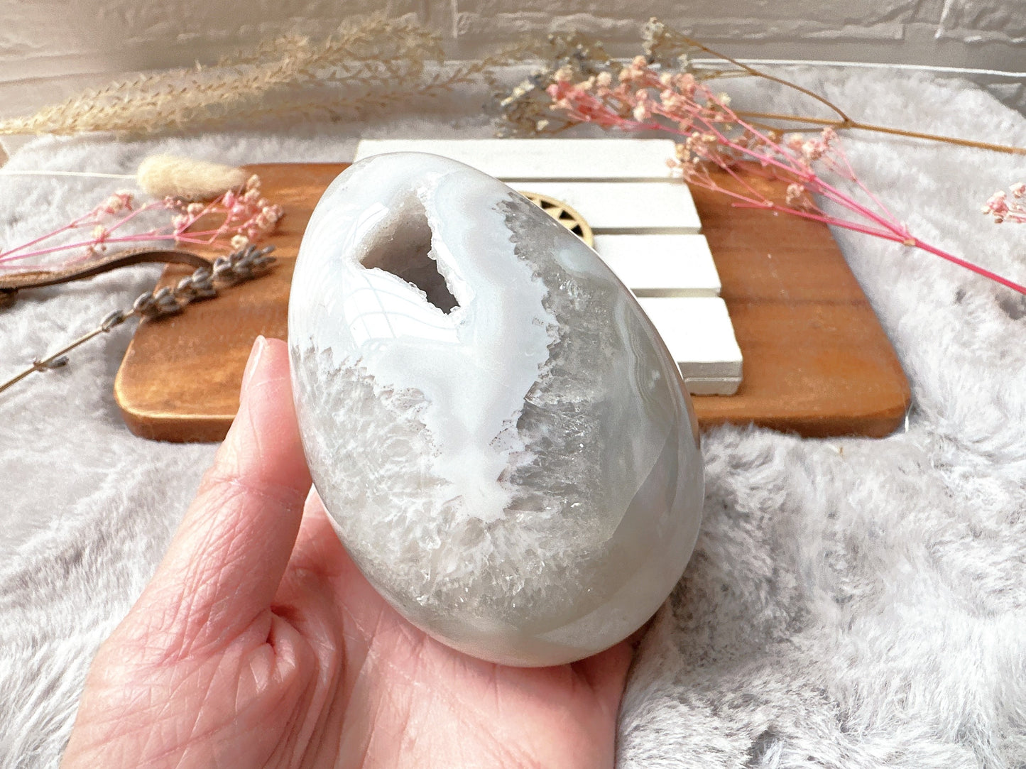 Agate Egg with Druzy