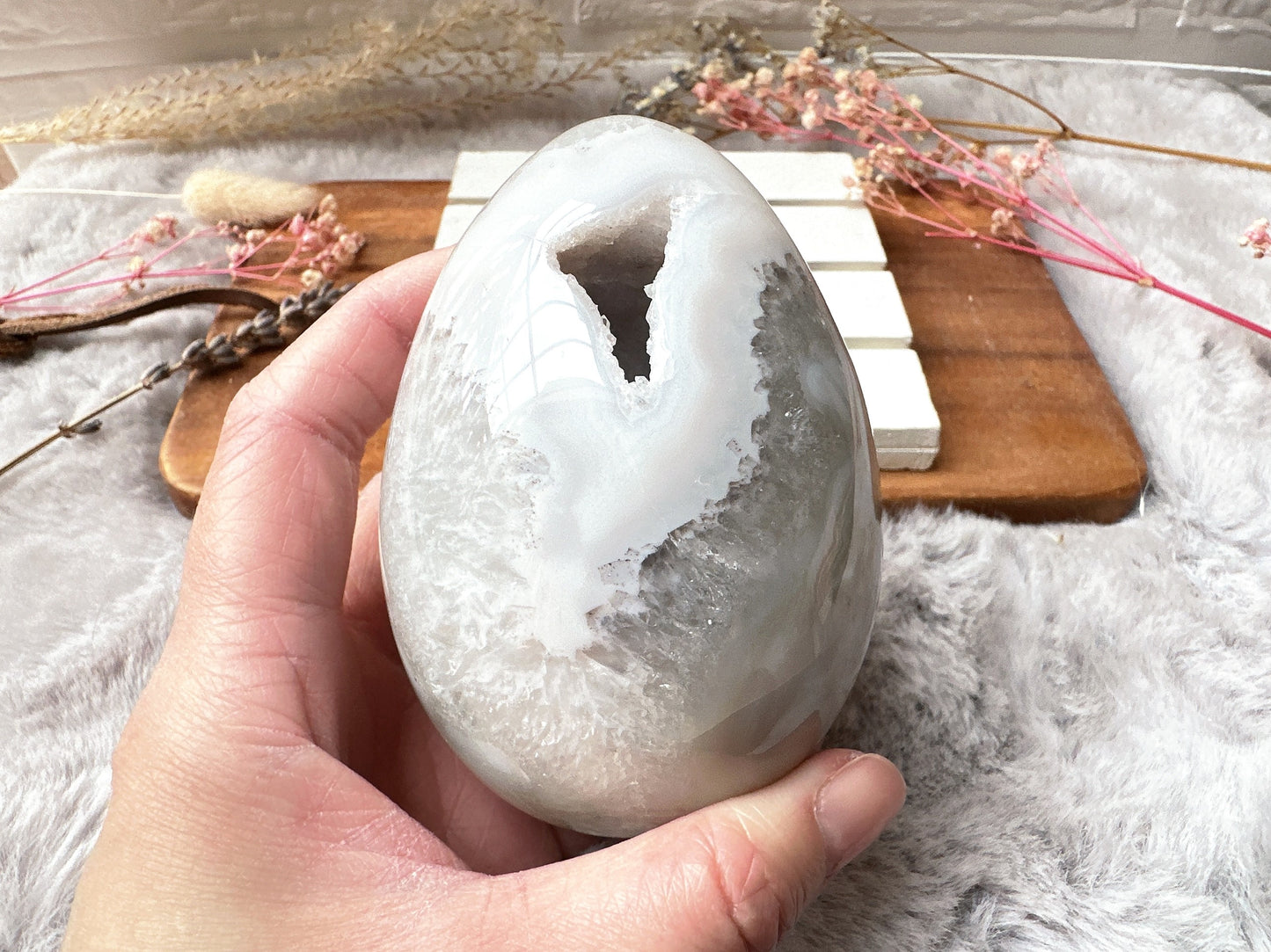 Agate Egg with Druzy