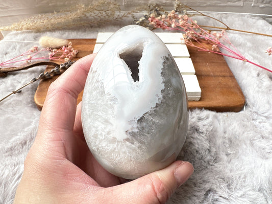 Agate Egg with Druzy
