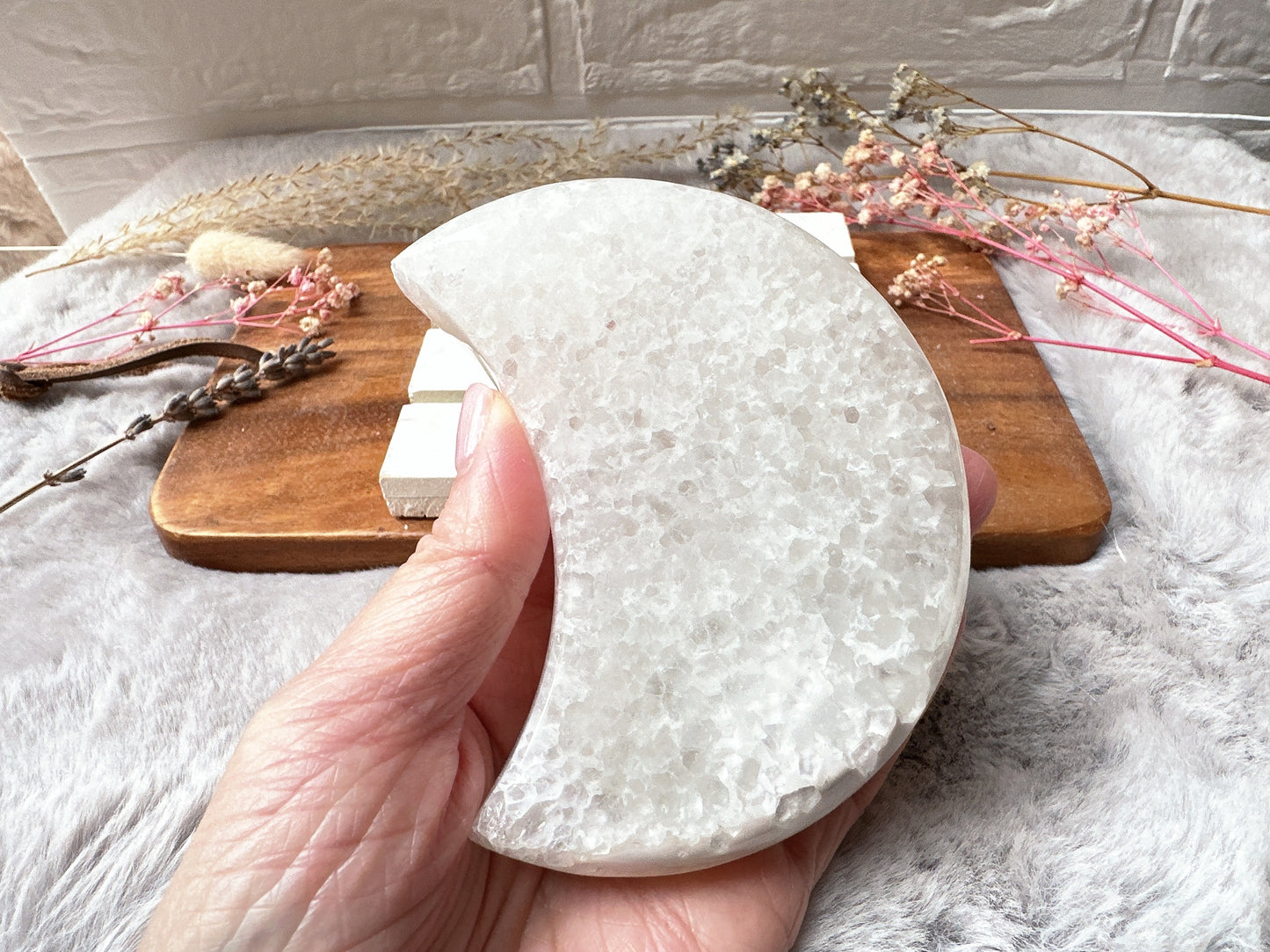 Agate Moon with Druzy