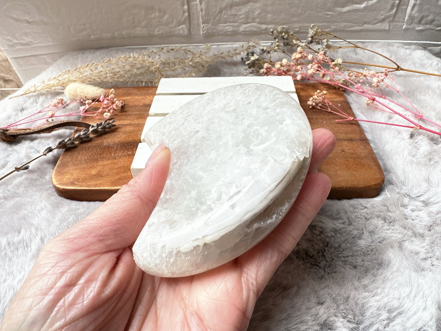 Agate Moon with Druzy
