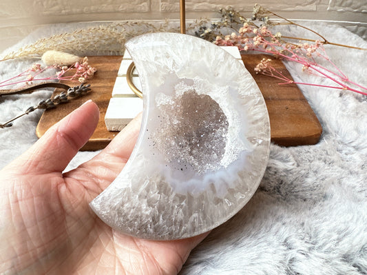 Agate Moon with Druzy