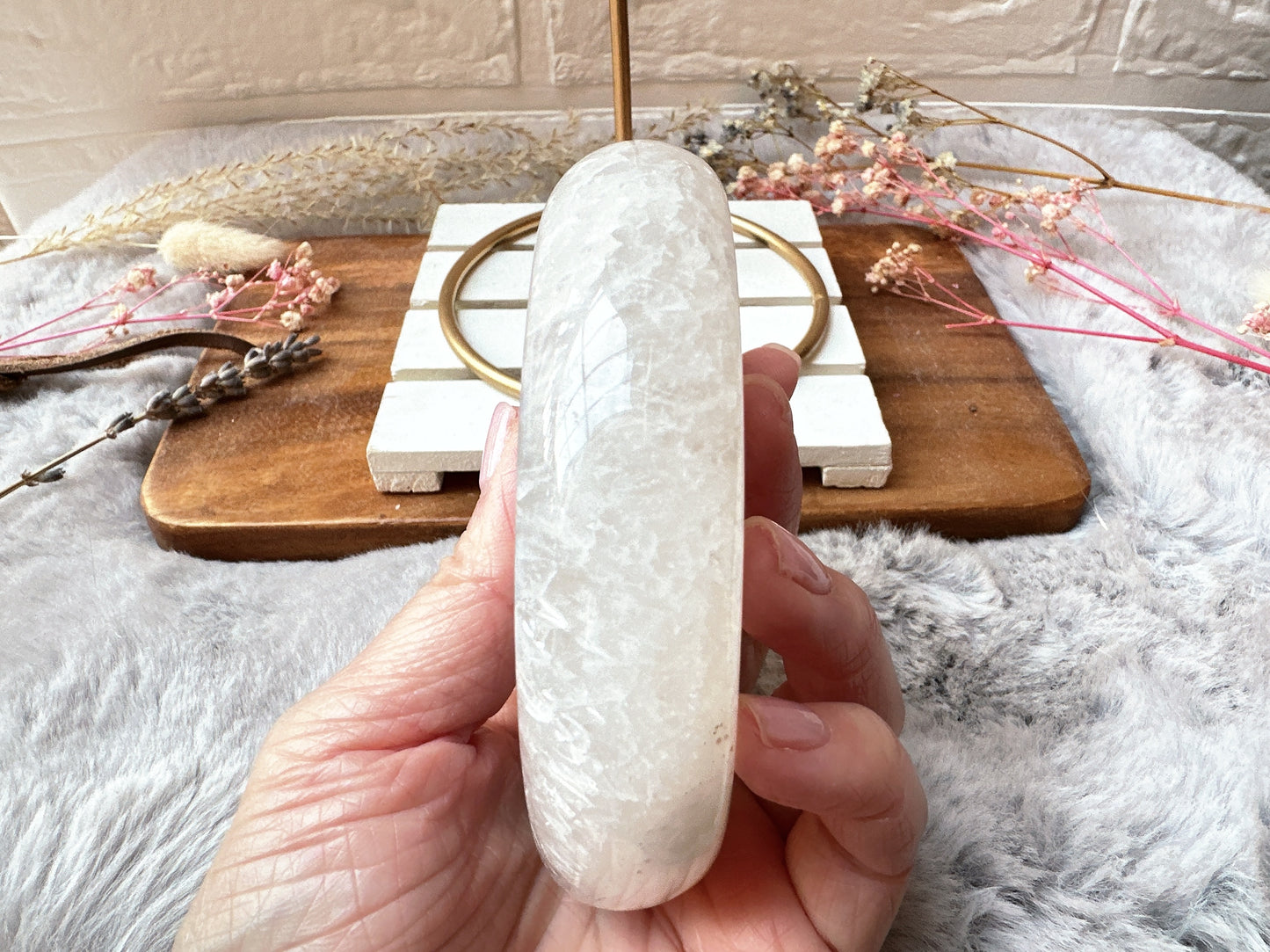 Agate Moon with Druzy