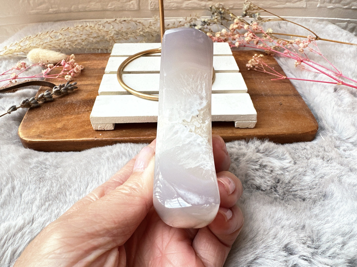 Agate Moon with Druzy