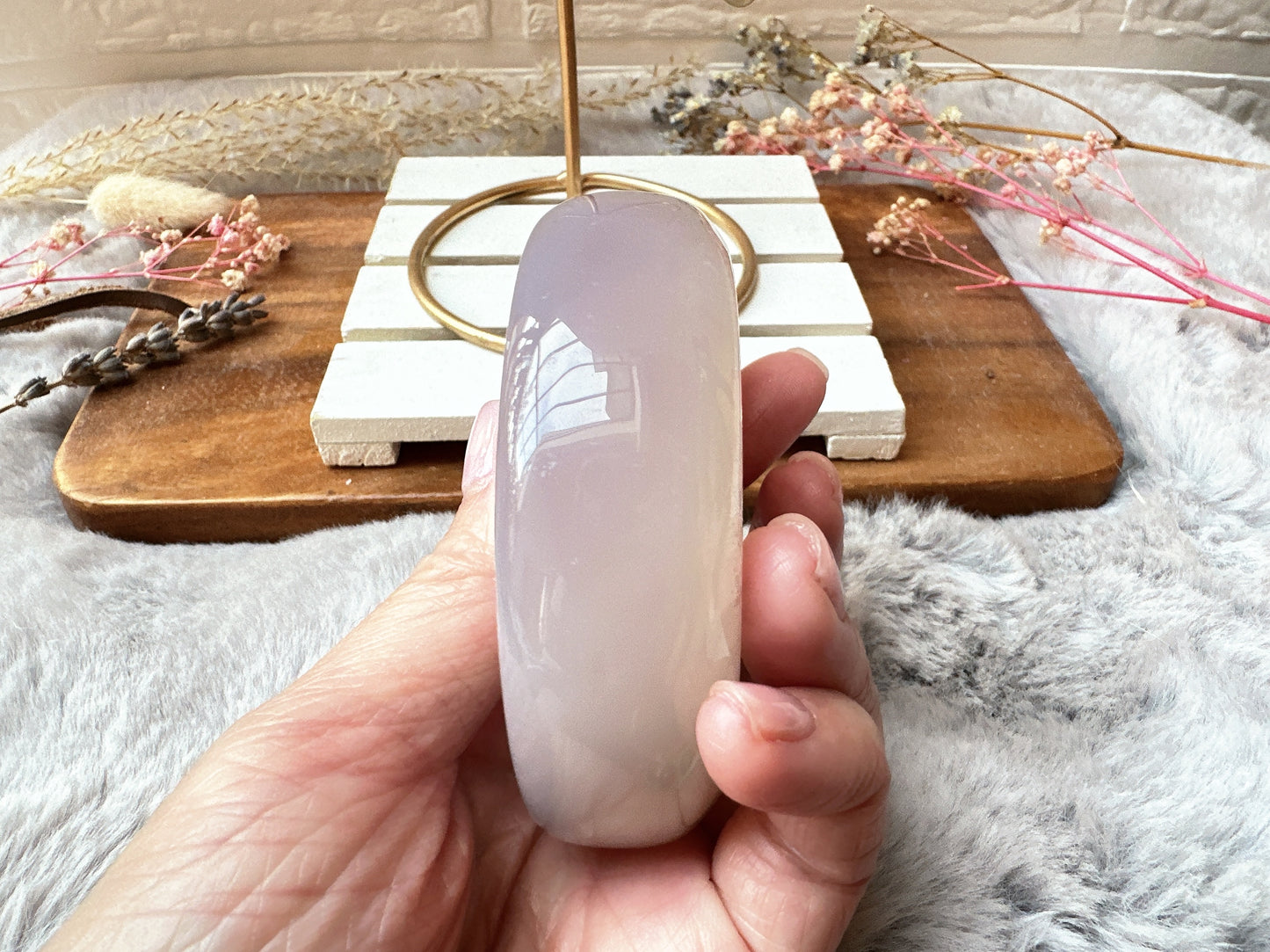 Agate Moon with Druzy