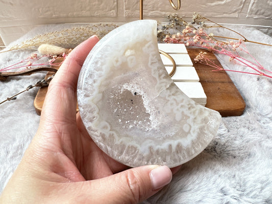 Agate Moon with Druzy