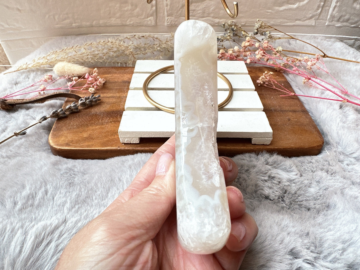 Agate Moon with Druzy