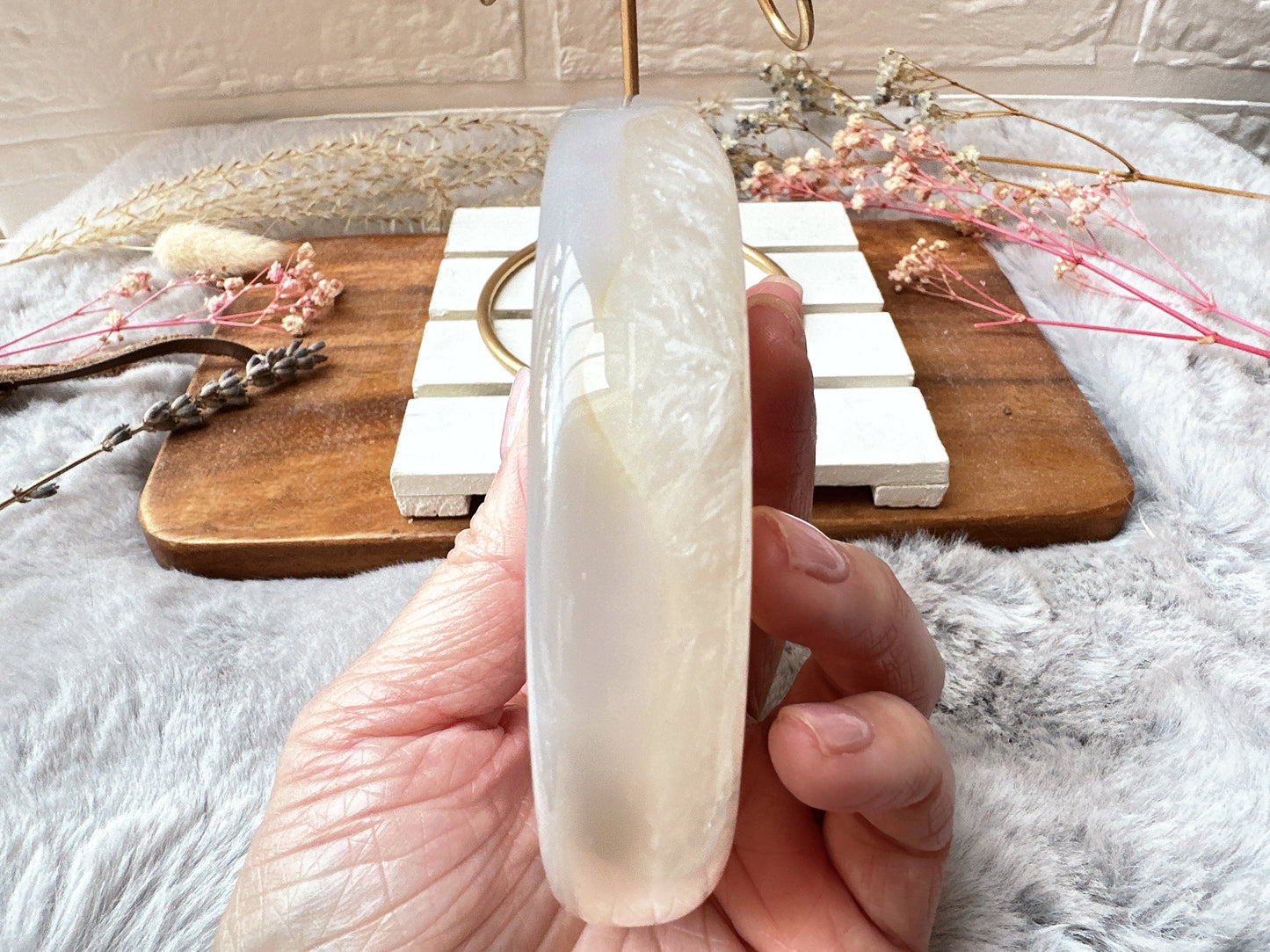 Agate Moon with Druzy