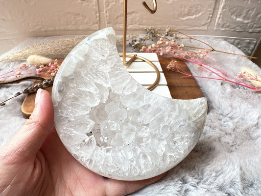 Large Agate Moon with Druzy
