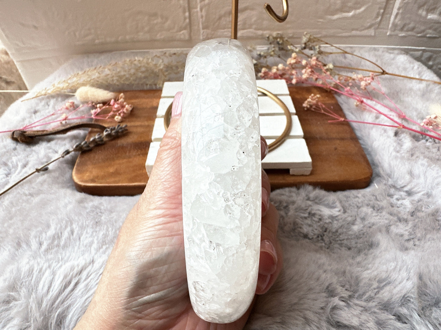 Large Agate Moon with Druzy